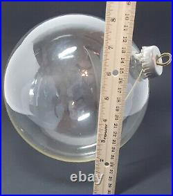 Clear Glass XL Christmas Ball Ornament 9 inch with Silver Top Vintage