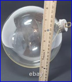 Clear Glass XL Christmas Ball Ornament 9 inch with Silver Top Vintage Clear Glass XL Christmas Ball Ornament 9 inch with Silver Top Vintage