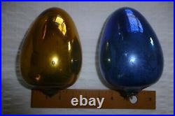 Cobalt Blue & Gold Kugel Glass German Christmas Ornaments