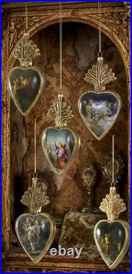 Cody Foster Christmas Renaissance Sacred Hearts Glass Ornaments 3''H-Set of 5