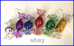 Colorful Glittered Blown Glass Candy Christmas Ornament-Set of 6 Very Pretty