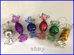 Colorful Glittered Blown Glass Candy Christmas Ornament-Set of 6 Very Pretty