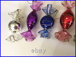 Colorful Glittered Blown Glass Candy Christmas Ornament-Set of 6 Very Pretty