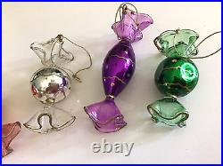 Colorful Glittered Blown Glass Candy Christmas Ornament-Set of 6 Very Pretty