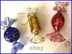 Colorful Glittered Blown Glass Candy Christmas Ornament-Set of 6 Very Pretty