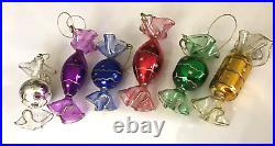 Colorful Glittered Blown Glass Candy Christmas Ornament-Set of 6 Very Pretty