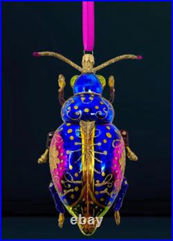 Colorful Hand Crafted Glass Ornament Kenzies of London Flight of Gold Bug 7