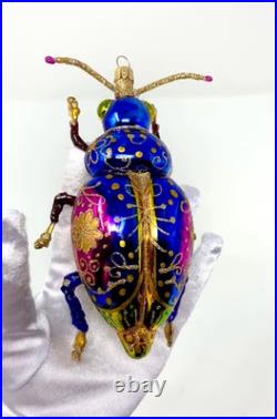 Colorful Hand Crafted Glass Ornament Kenzies of London Flight of Gold Bug 7