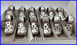 Czech Blown Glass Christmas Ornament Dalmatian Dog Puppy 3.5 Set Of 12