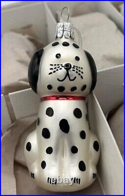 Czech Blown Glass Christmas Ornament Dalmatian Dog Puppy 3.5 Set Of 12