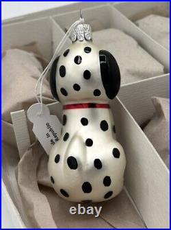 Czech Blown Glass Christmas Ornament Dalmatian Dog Puppy 3.5 Set Of 12