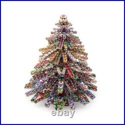 Czech handmade rainbow rhinestone circular Christmas tree ornament 3D
