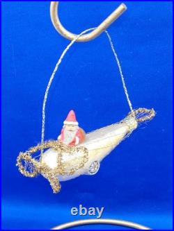 D. Blumchen Santa Gold Airplane Blown Glass Xmas Ornament Germany Wire Wrapped D. Blumchen Santa Gold Airplane Blown Glass Xmas Ornament Germany Wire Wrapped