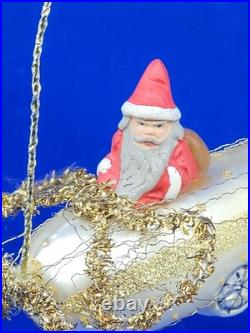 D. Blumchen Santa Gold Airplane Blown Glass Xmas Ornament Germany Wire Wrapped D. Blumchen Santa Gold Airplane Blown Glass Xmas Ornament Germany Wire Wrapped