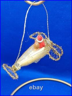D. Blumchen Santa Gold Airplane Blown Glass Xmas Ornament Germany Wire Wrapped D. Blumchen Santa Gold Airplane Blown Glass Xmas Ornament Germany Wire Wrapped