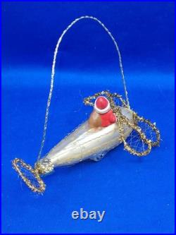 D. Blumchen Santa Gold Airplane Blown Glass Xmas Ornament Germany Wire Wrapped D. Blumchen Santa Gold Airplane Blown Glass Xmas Ornament Germany Wire Wrapped