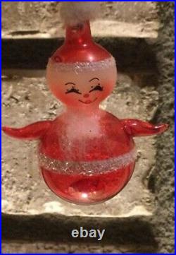 DE CARLINI SANTA HOT AIR BALLOON Blown Glass Christmas Ornament Italy RED/GOLD