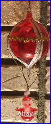 DE CARLINI SANTA RED HOT AIR BALLOON Blown Glass Christmas Ornament ITALY RARE