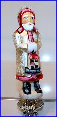 DEBBEE THIBAULT Glass Christmas Ornament SANTA CLIP ON Made In Lauscha Germany