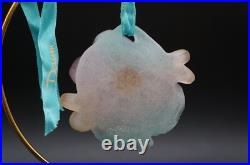 Daum 1995 Flower Glass Pate De Verre Christmas Ornament Ribbon rose noel