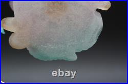 Daum 1995 Flower Glass Pate De Verre Christmas Ornament Ribbon rose noel