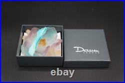 Daum 1995 Flower Glass Pate De Verre Christmas Ornament Ribbon rose noel