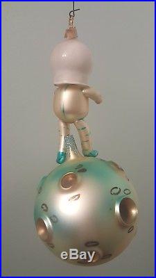 De Carlini Astronaut on Moon Glass Christmas Ornament