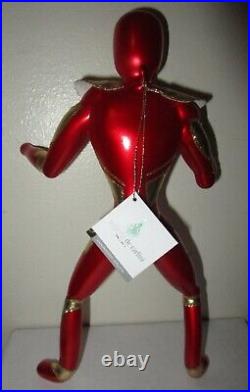 De Carlini IRON MAN Superhero Glass Christmas Ornament Made Italy New NWT + BOX