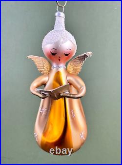 De Carlini Italian Blown Glass Winged Choir Angel Caroler Christmas Ornament 4'