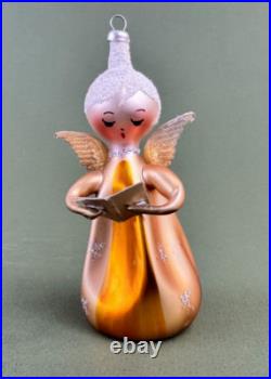 De Carlini Italian Blown Glass Winged Choir Angel Caroler Christmas Ornament 4'