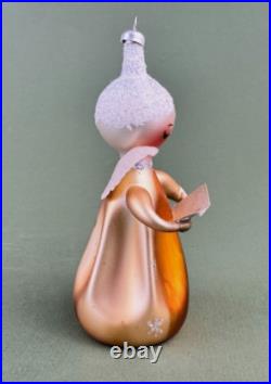 De Carlini Italian Blown Glass Winged Choir Angel Caroler Christmas Ornament 4'