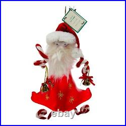 De Carlini Santa Claus With Bells Italian Glass Christmas Ornament 8.5 SUPER RARE