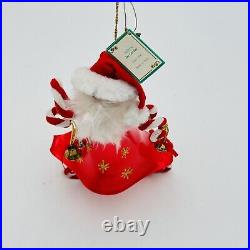 De Carlini Santa Claus With Bells Italian Glass Christmas Ornament 8.5 SUPER RARE