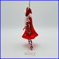 De Carlini Santa Claus With Bells Italian Glass Christmas Ornament 8.5 SUPER RARE