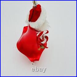 De Carlini Santa Claus With Bells Italian Glass Christmas Ornament 8.5 SUPER RARE