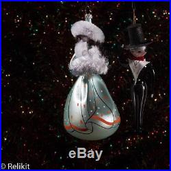 De Carlini Style Italian Hand Blown Glass Elegant Couple Christmas Ornaments