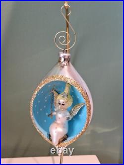 De Carlini Vintage Italian Blown Glass Christmas Ornament Rare Angel Teardrop De Carlini Vintage Italian Blown Glass Christmas Ornament Rare Angel Teardrop