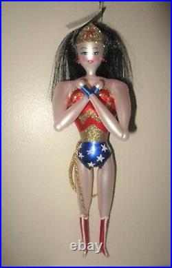De Carlini WONDER WOMAN Superheroes Glass Christmas Ornament Italy New NWT + Box