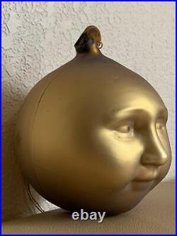 Department 56 Frosted Mercury Glass Gold Moon Face Ornament Christmas 9074-3