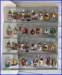 Department 56 Mini Glass Christmas Ornaments 4 Complete Sets of 8 New