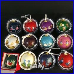 Dillards 12 Days of Christmas Ornaments Set Glass Balls Hand Painted ...