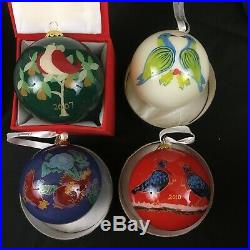 Dillards 12 Days of Christmas Ornaments Set Glass Balls Hand Painted Interiors