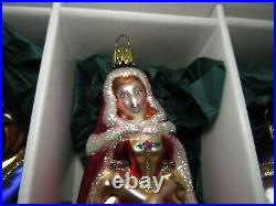 Disney Beauty And The Beast Enchanted Christmas Blown Glass Ornament Set MIB