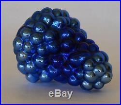 Early 1900's Original German Blue Glass Grapes Kugel Christmas Ornament