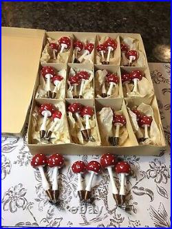 Eggeling Austria Clip On Blown Glass Mushroom Antique Christmas Ornaments Box 15