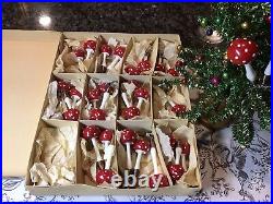 Eggeling Austria Clip On Blown Glass Mushroom Antique Christmas Ornaments Box 15