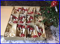 Eggeling Austria Clip On Blown Glass Mushroom Antique Christmas Ornaments Box 15