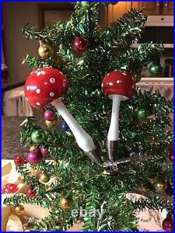 Eggeling Austria Clip On Blown Glass Mushroom Antique Christmas Ornaments Box 15