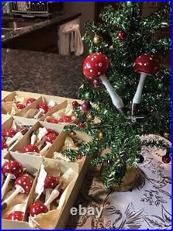 Eggeling Austria Clip On Blown Glass Mushroom Antique Christmas Ornaments Box 15