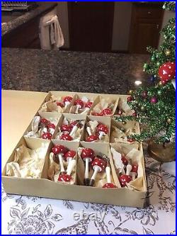 Eggeling Austria Clip On Blown Glass Mushroom Antique Christmas Ornaments Box 15